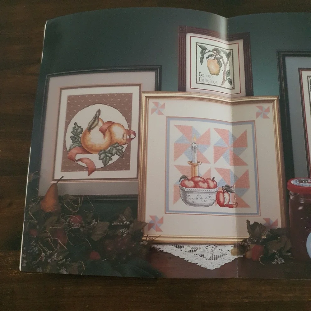 Vintage Cross Stitch Pattern Lot Prairie‎ Schooler RainDrop Linda Myers Fruit